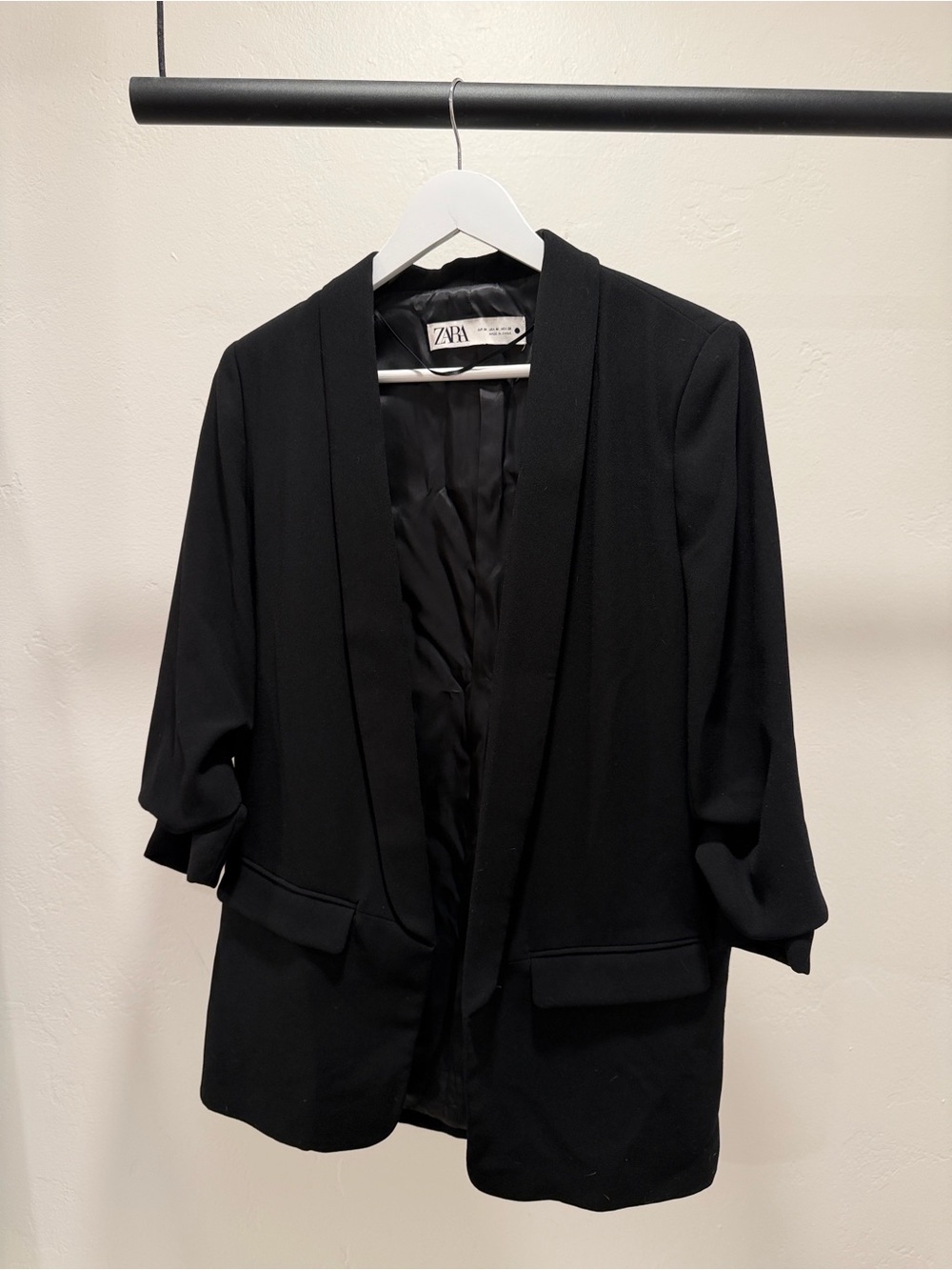 Zara Black Shawl-Collar Open Blazer